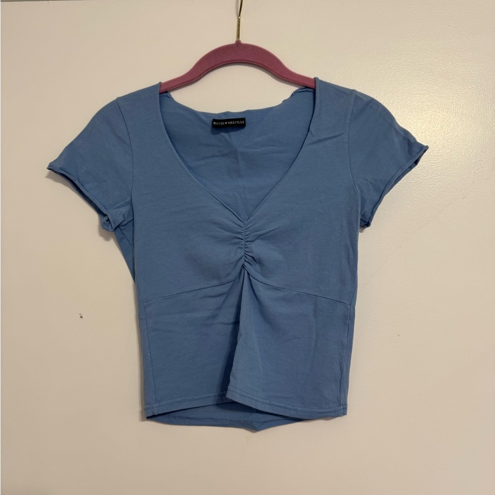 Brandy Melville Blue Ruched Crop Top